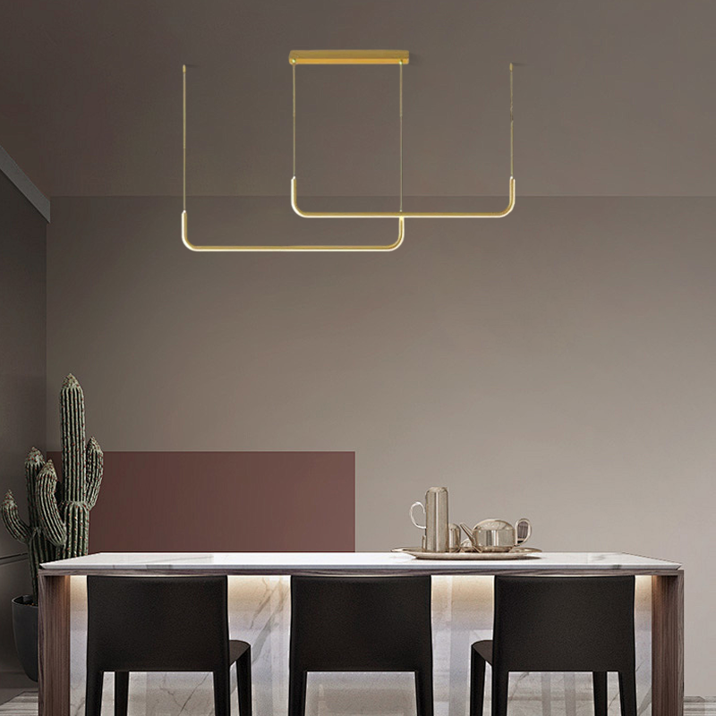 Minimalist Gold Pendant Light Linear Dining Room 150cm