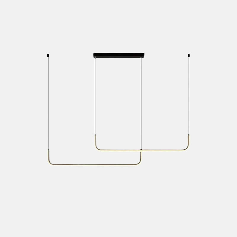 Minimalist Black Gold Pendant Light Metal Aceylic Linear Living Room