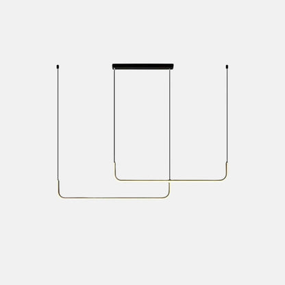 Minimalist Black Gold Pendant Light Metal Aceylic Linear Living Room