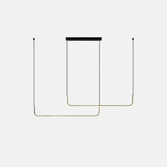 Minimalist Black Gold Pendant Light Metal Aceylic Linear Living Room