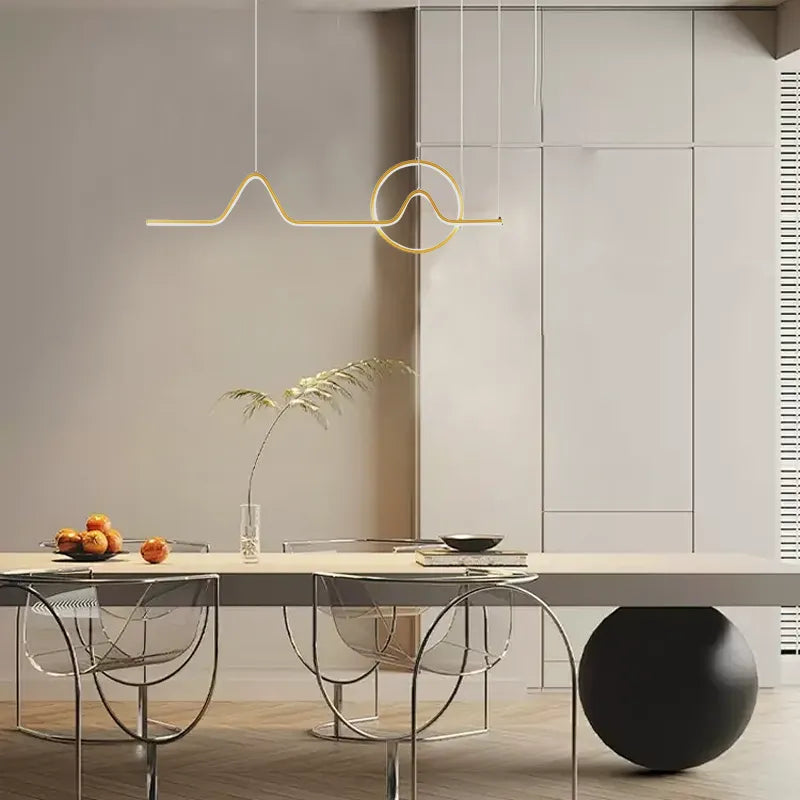 Modern Black/Gold Pendant Light Metal Linear Kitchen Island