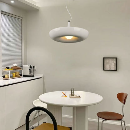 Natural White Pendant Light Metal Annular Dining Room