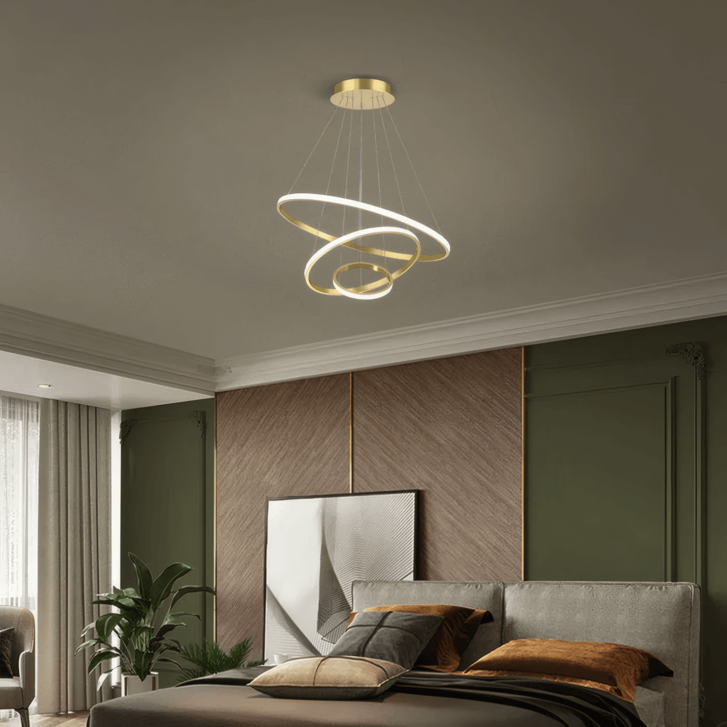 Modern Black/Gold Pendant Light Metal Acrylic Living Room