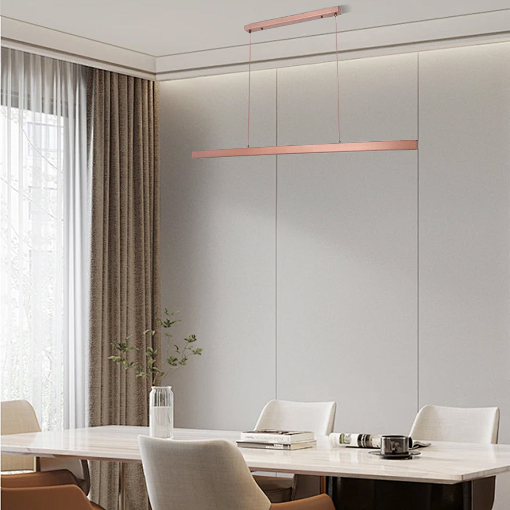 Minimalist Linear Brown Pendant Light Dining Room