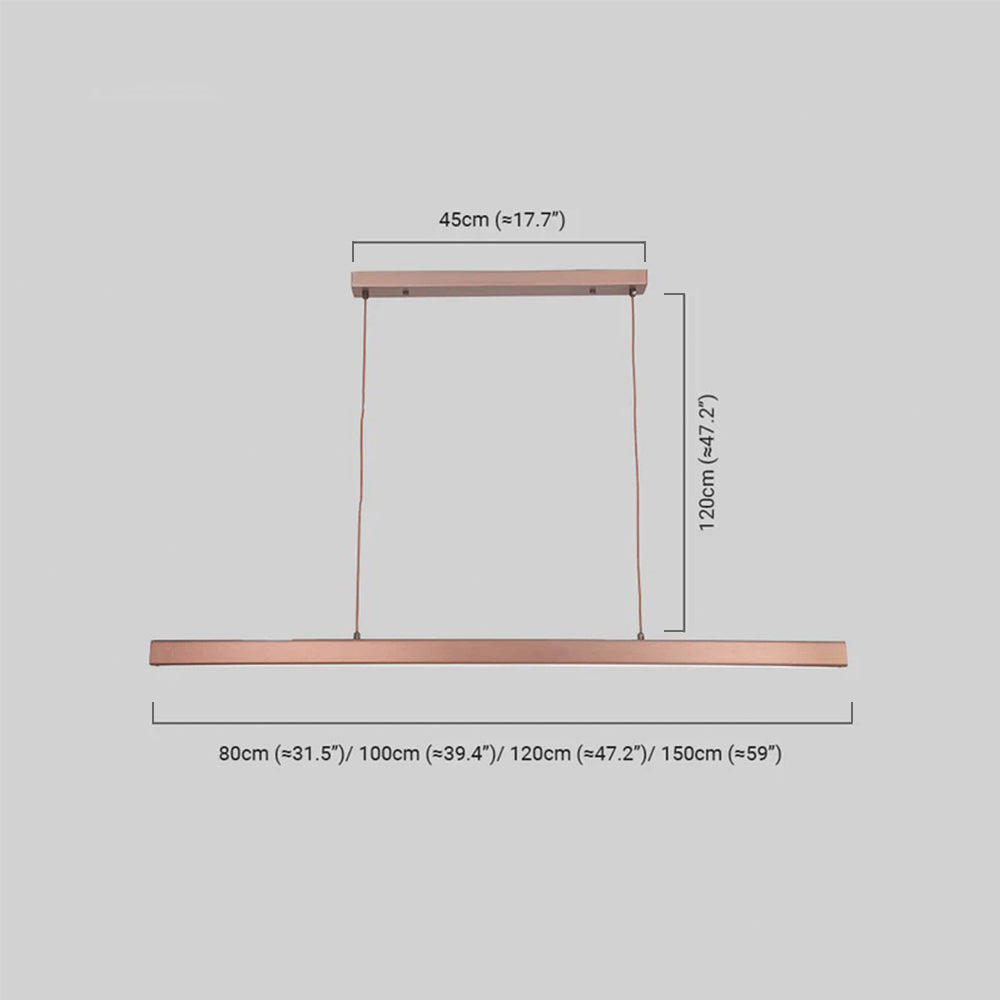 Minimalist Linear Pendant Light Size