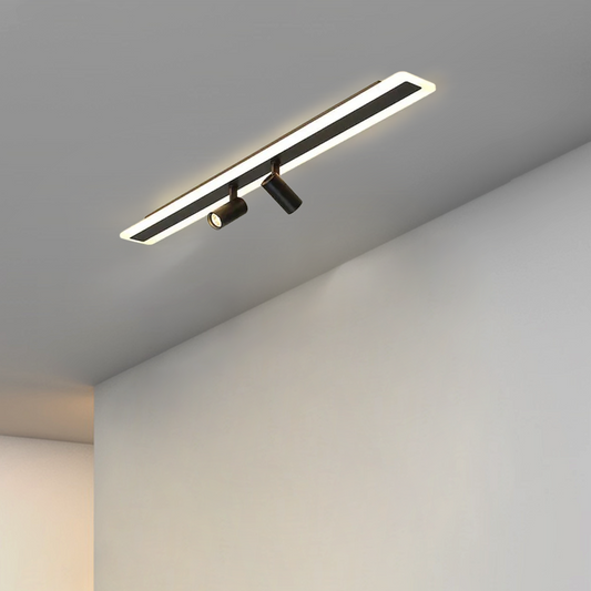 Modern Black Ceiling Light Metal Acrylic Rectangular Living Room