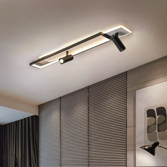 Modern Black Ceiling Light Metal Rectangular Study Room