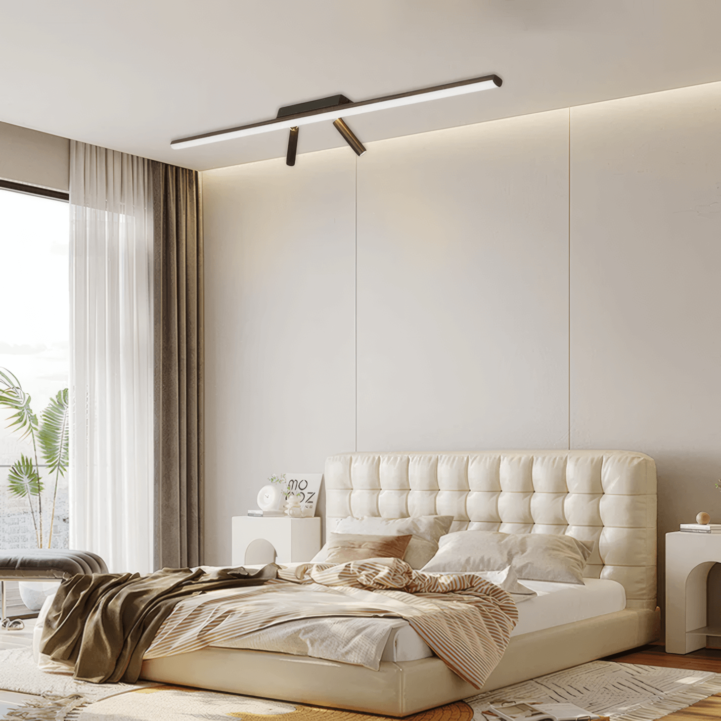 Minimalist Black Ceiling Light Metal Linear Living Room