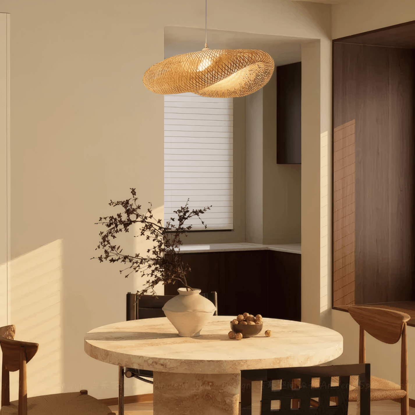 Natural Wood Pendant Light Bamboo Living Room