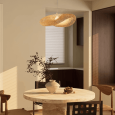 Natural Wood Pendant Light Bamboo Irregular Shape Living Room