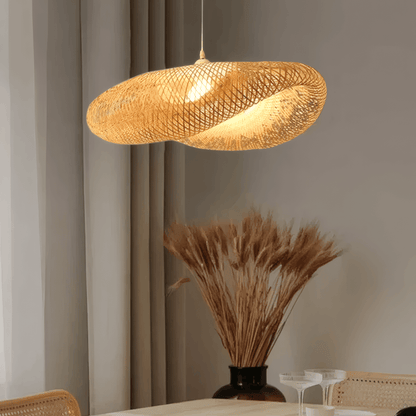 Natural Wood Pendant Light Bamboo Living Room