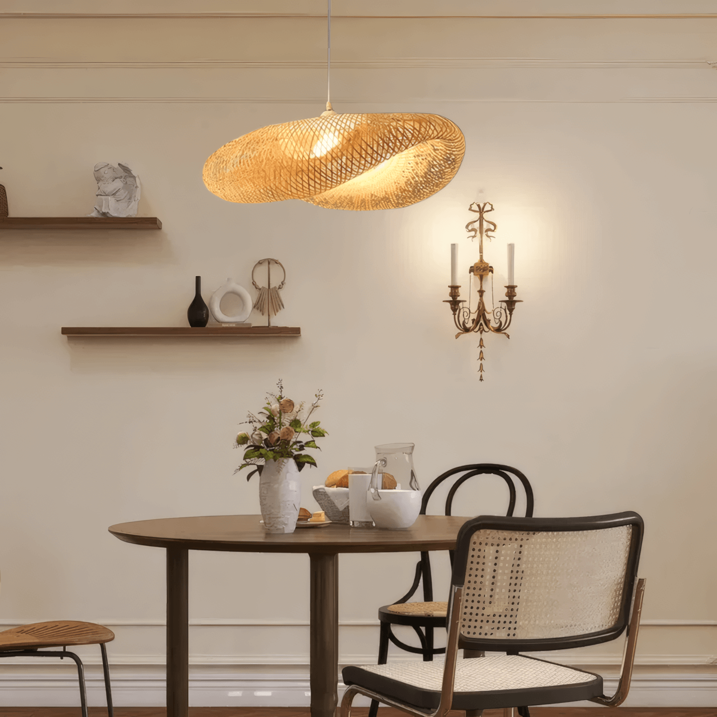 Natural Wood Pendant Light Bamboo Living Room