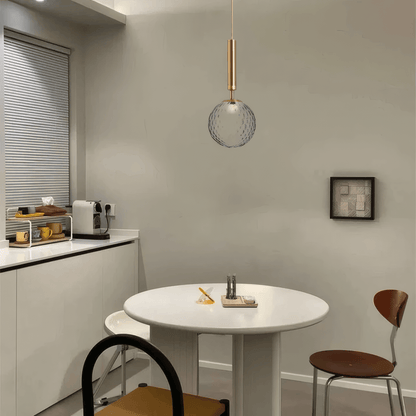 Modern Black/Gold/Clear Pendant Light Metal Glass Globular Dining Room