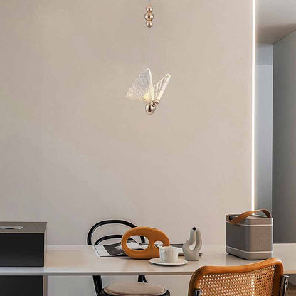 Art Deco Gold Pendant Light Metal Acrylic Butterfly Bedroom