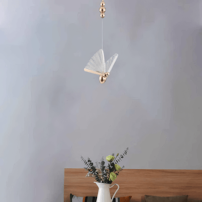 Art Deco Gold Pendant Light Metal Acrylic Butterfly Bedroom