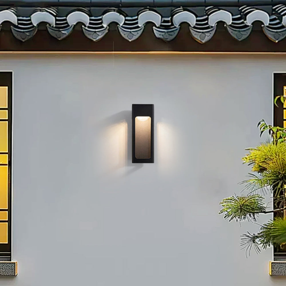 Modern Black Rectangular Outdoor Wall Lamp Exterior