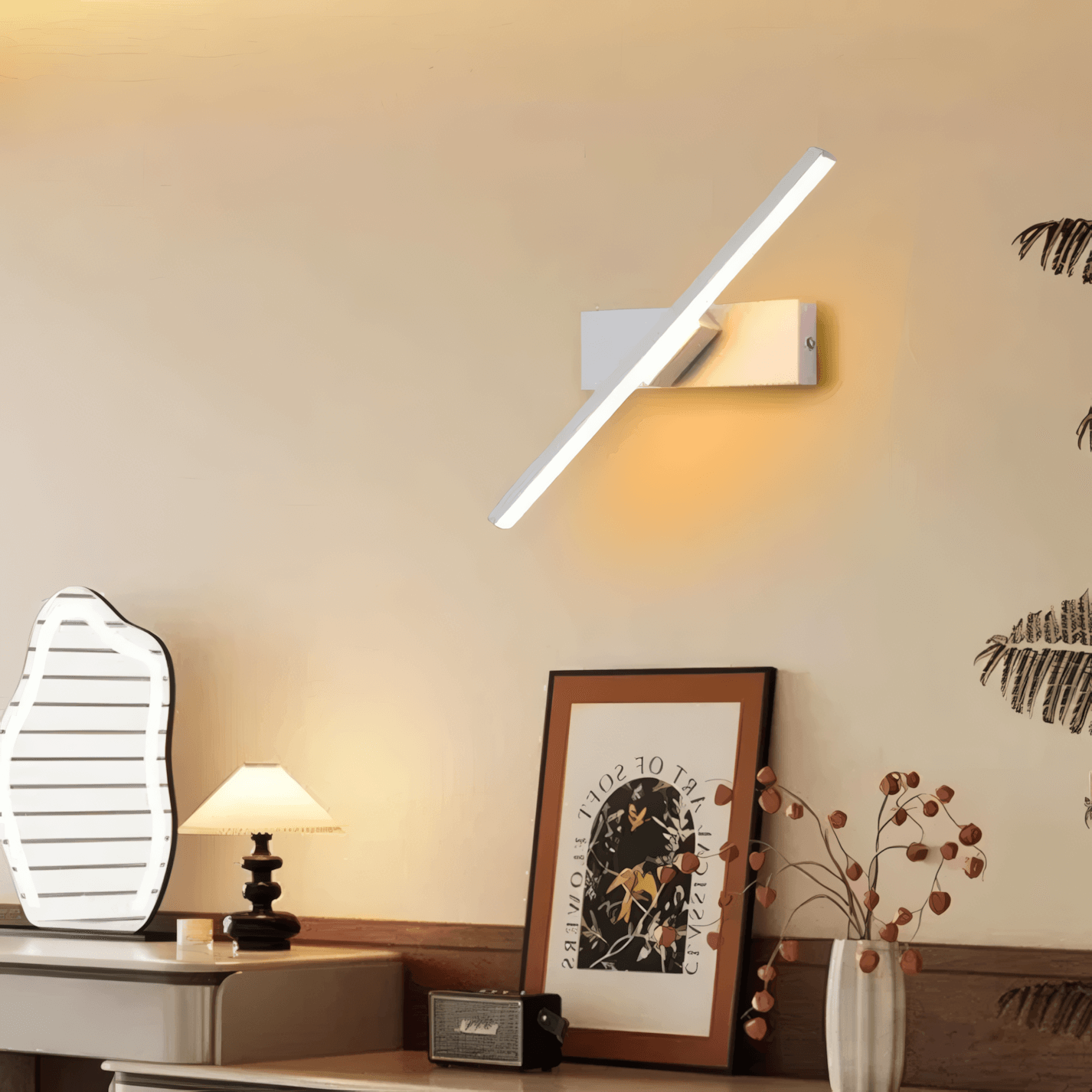 Modern White Wall Lamp Linear Bedroom