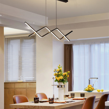 Minimalist Black/Gold Pendant Light Metal Double Curve Dining Room