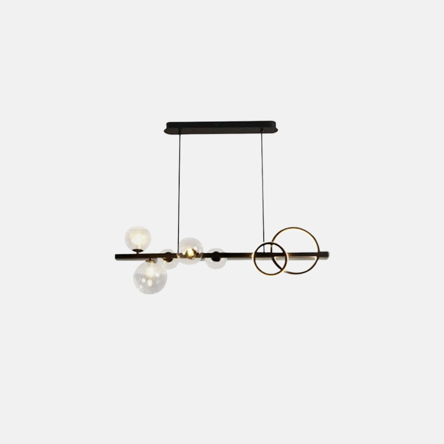 Nordic Black/Gold Pendant Light Metal Glass Linear Bubble Bedroom