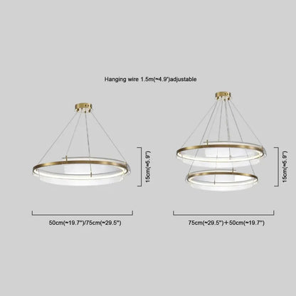 Modern Gold Pendant Light Metal Annular Dinning Room