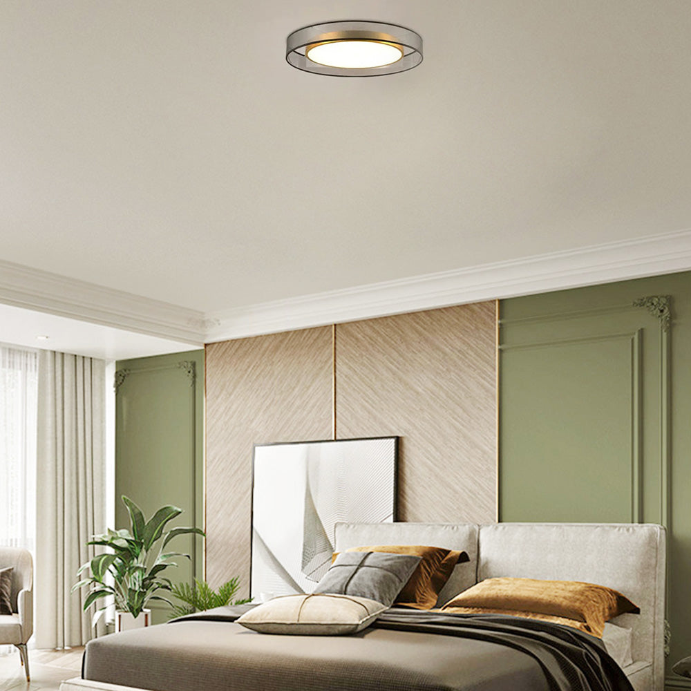 Modern Black Gold Ceiling Light Metal Acrylic Round Bedroom