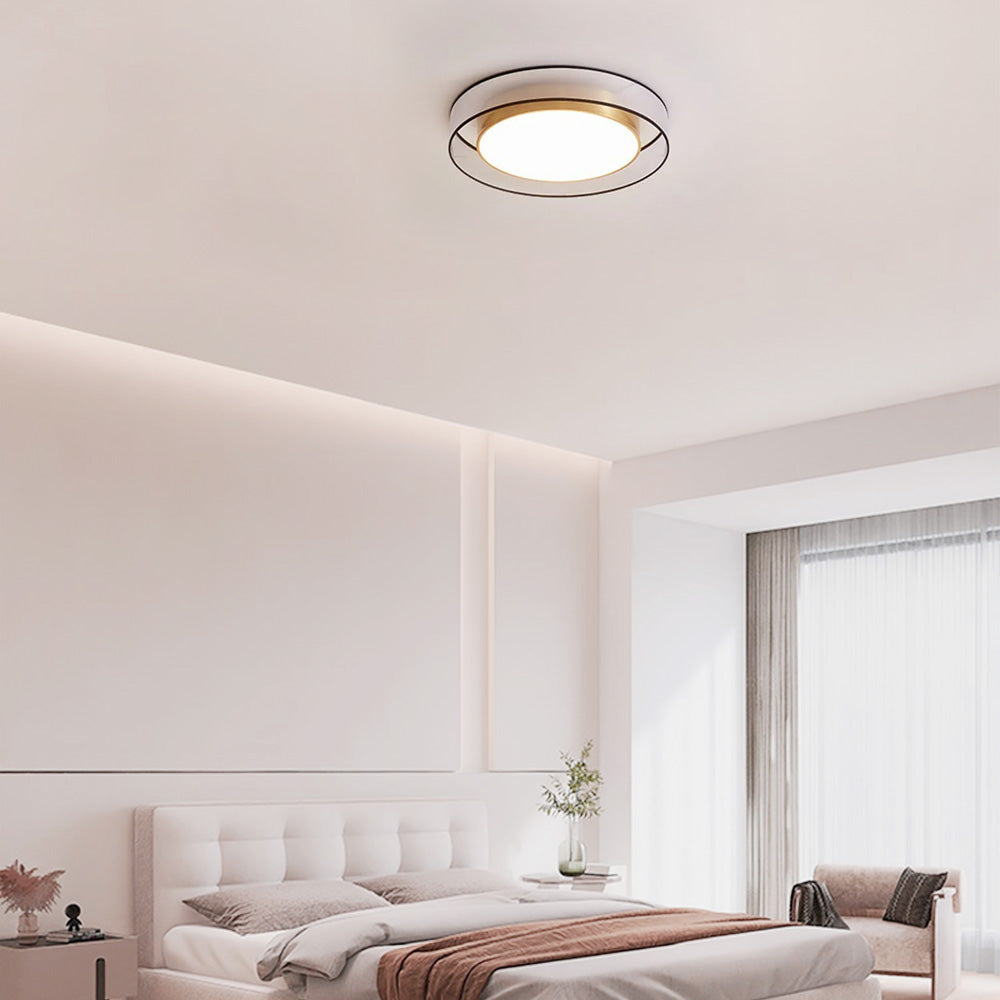 Modern Black Gold Ceiling Light Metal Acrylic Round Bedroom