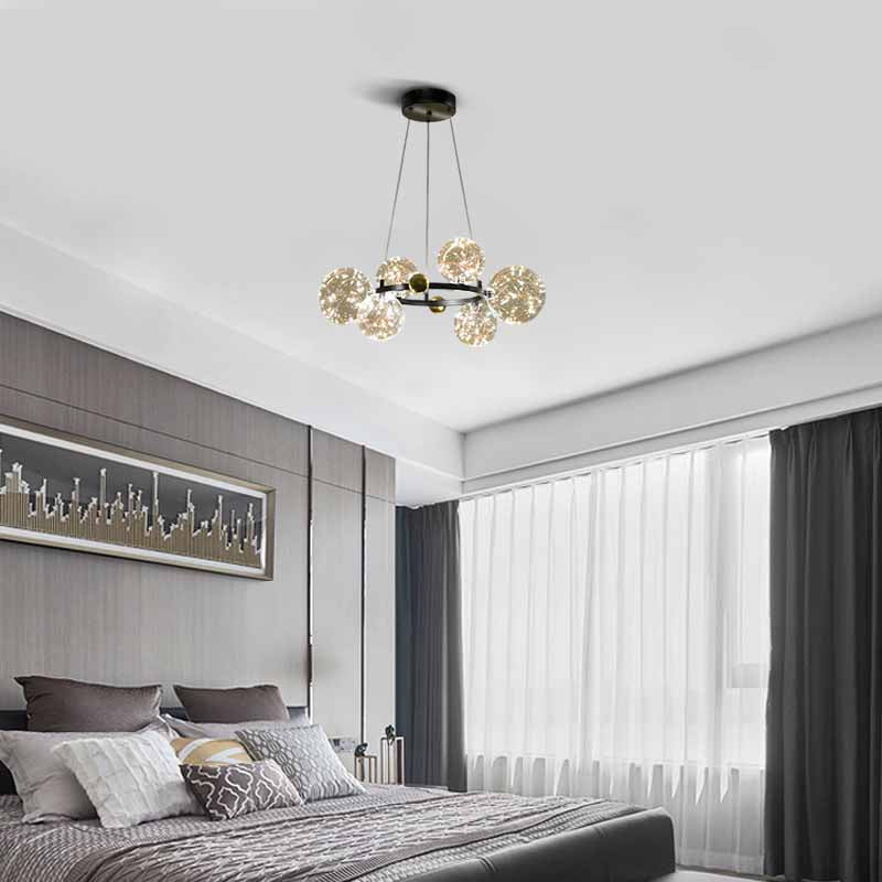 Modern Black/White Pendant Light Metal Glass Bubble Kitchen