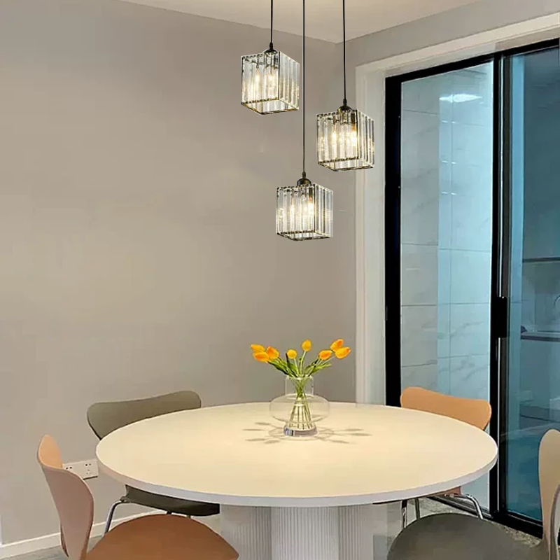 Nordic Black Pendant Light Dining Room 3-Head Square