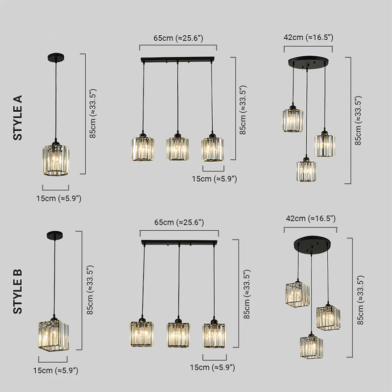 Nordic Black Pendant Light Cluster Size