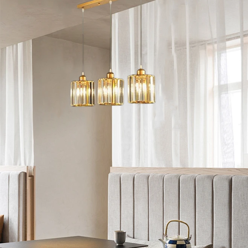 Nordic Gold Pendant Light Dining Room 3-Head Square B