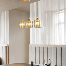 Nordic Gold Pendant Light Dining Room 3-Head Square B