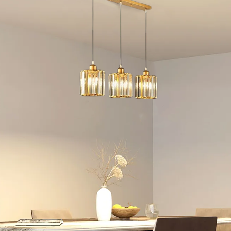 Nordic Gold Pendant Light Dining Room 3-Head Square C