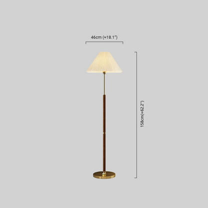 Classical Walnut Floor Lamp Metal Fabric Linear Bedroom