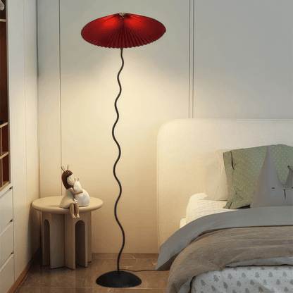 Modern Orange/Red/White Floor Lamp Metal Fabric Bedroom