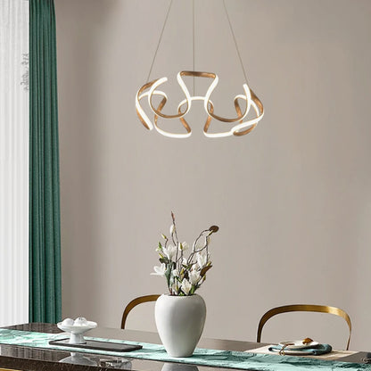 Modern Grey/Coffee/Gold Pendant Light Wave Dining Room