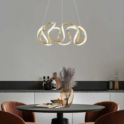 Modern Grey/Coffee/Gold Pendant Light Wave Dining Room