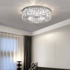 Royal Chrome Ceiling Light Crystal Round Bedroom