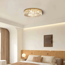 Royal Gold Ceiling Light Crystal Round Bedroom