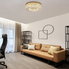 Royal Gold Ceiling Light Crystal Round Living Room