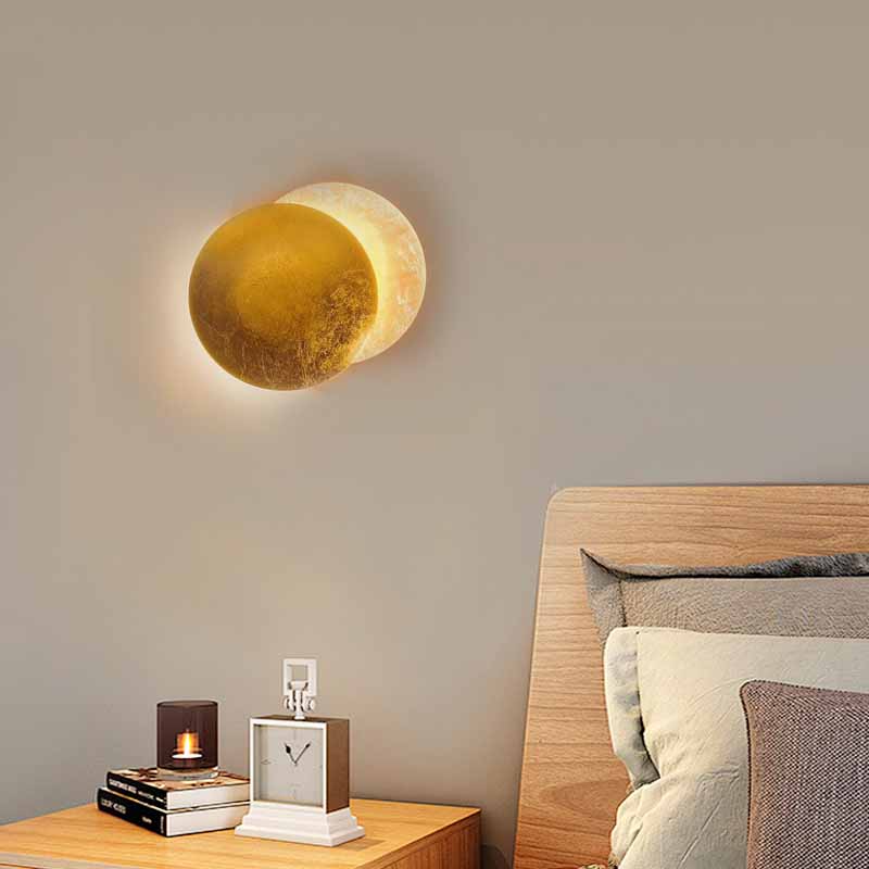 Nordic Metal Moon Gold/Red Cooper Wall Lamp Living Room