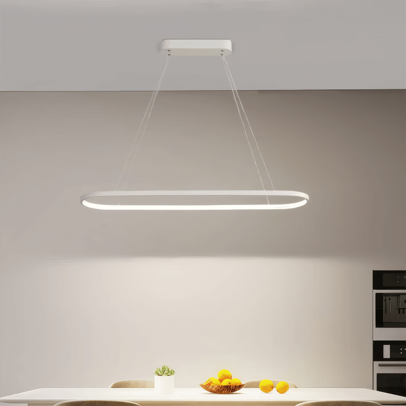 Modern Black Pendant Light Metal Oval Dining Room