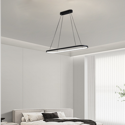 Modern Black Pendant Light Metal Oval Dining Room