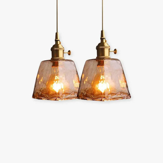 Modern Amber Pendant Light Metal Glass Dining Room