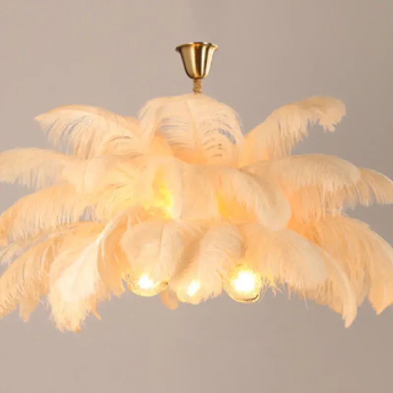 Art Deco Eight Colour Pendant Light Metal Feather Cluster Bedroom