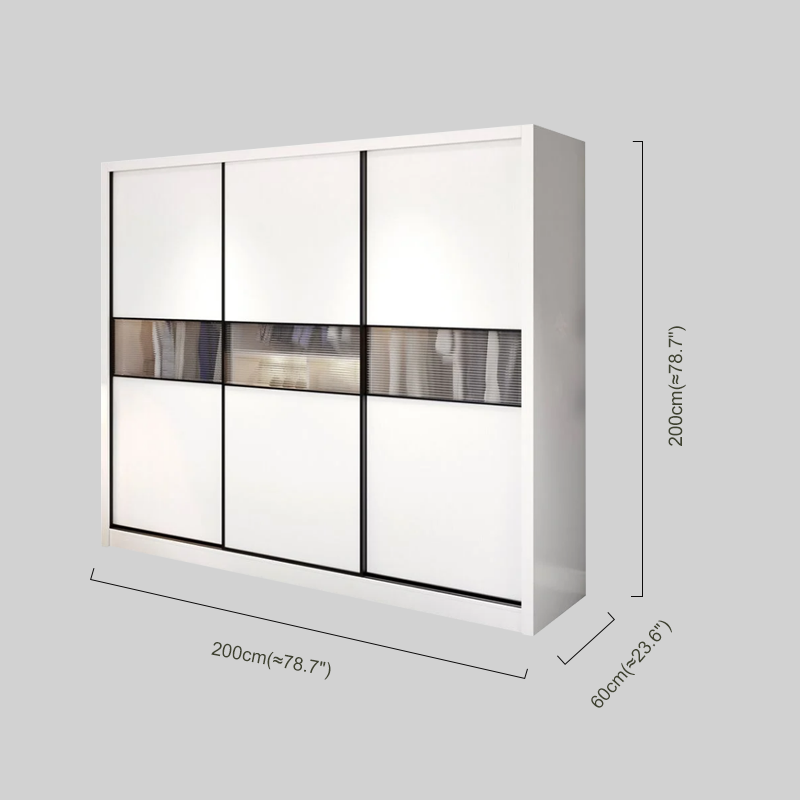 Modern Lmplx White Wardrobe Glass Wood Bedroom