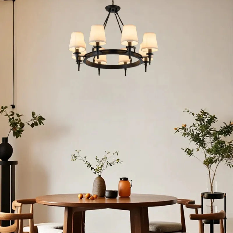 Modern Black Pendant Light Metal Cylindrical  Dining Room