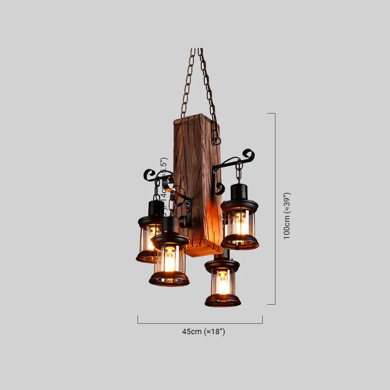 Industrial Black Pendant Light Metal Lantern Living Room