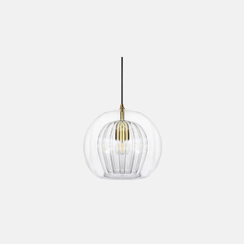 Modern Clear/Amber Pendant Light Glass Metal Bedroom