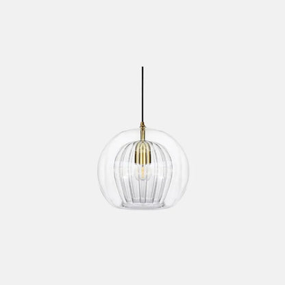 Modern Clear/Amber Pendant Light Glass Metal Bedroom