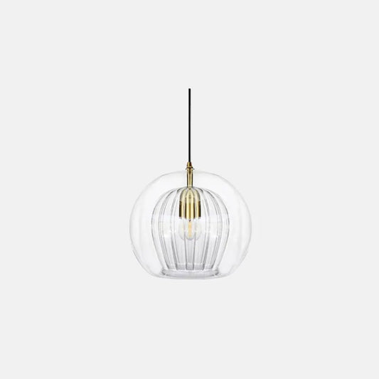 Modern Clear/Amber Pendant Light Glass Metal Bedroom